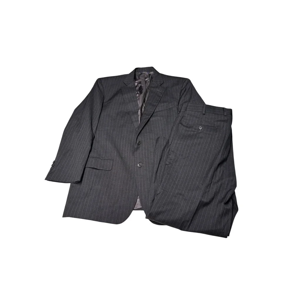 Brooks Brothers 1818 Madison Suit 44R W39‎ L27 Mens Pinstripe Estrato Wool USA
